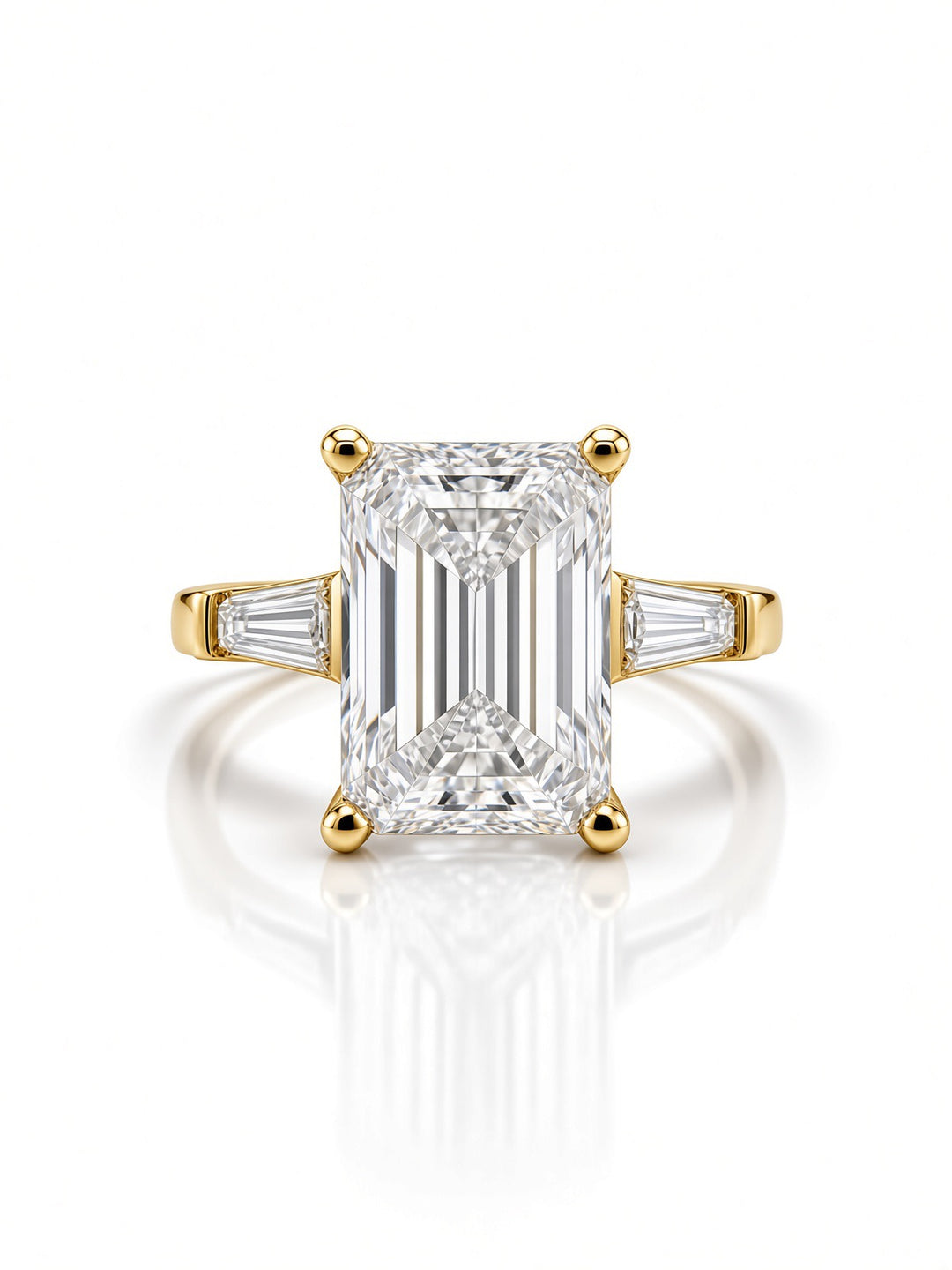 14K White Gold 2.03CT Radiant Lab Diamond Engagement Ring with Baguette Accents