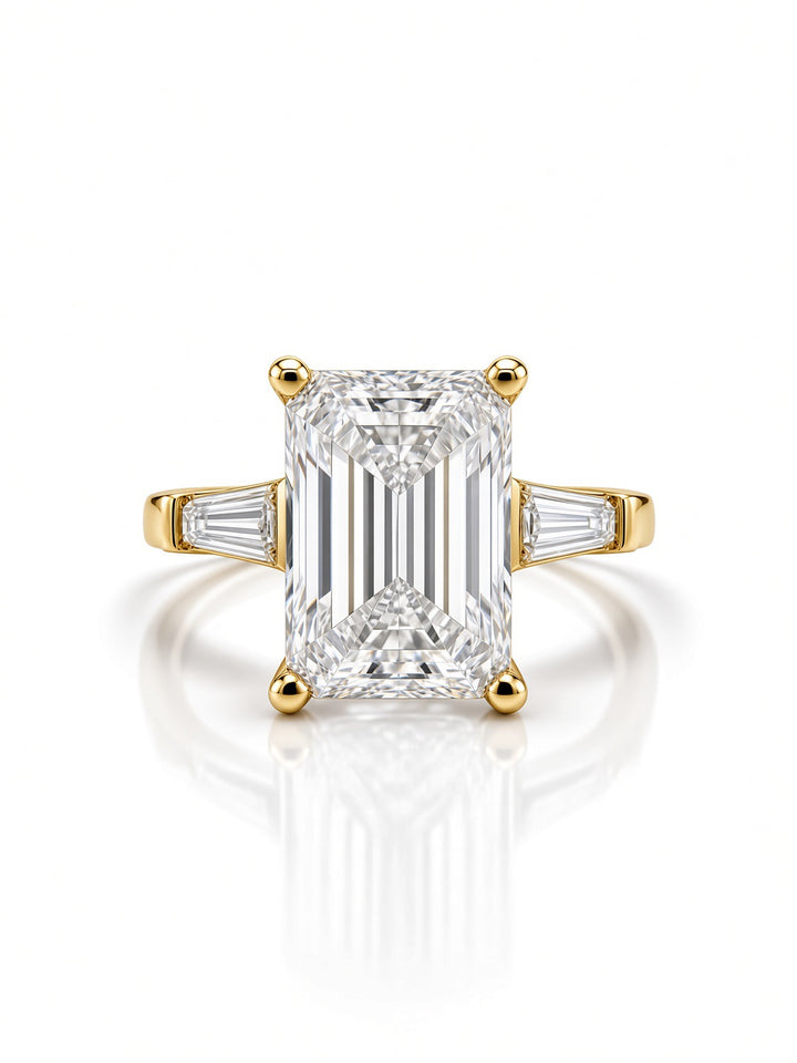 14K White Gold 2.03CT Radiant Lab Diamond Engagement Ring with Baguette Accents