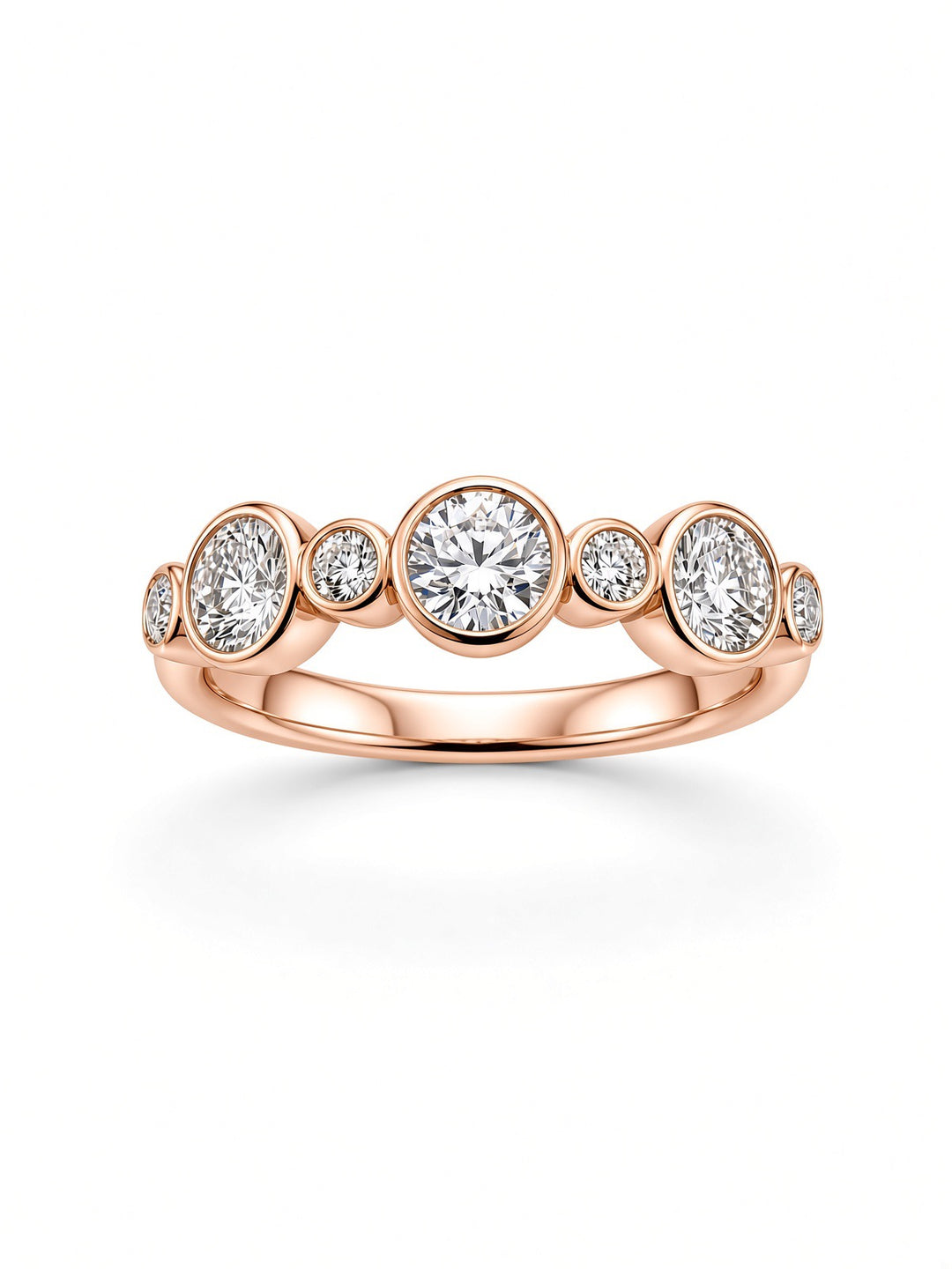 14K White Gold Bezel-Set Lab Diamond Wedding Band — 0.64 CT