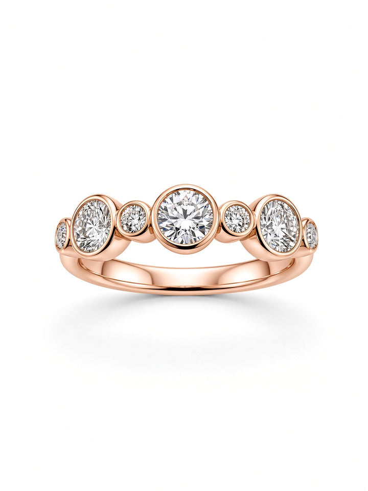 14K White Gold Bezel-Set Lab Diamond Wedding Band — 0.64 CT
