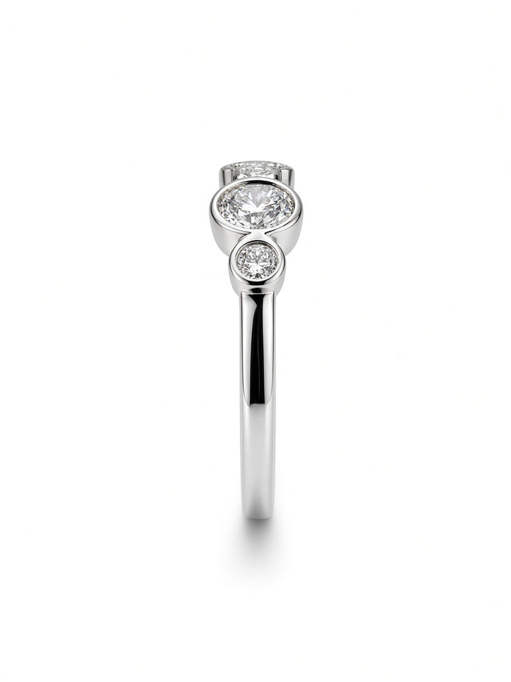 14K White Gold Bezel-Set Lab Diamond Wedding Band — 0.64 CT