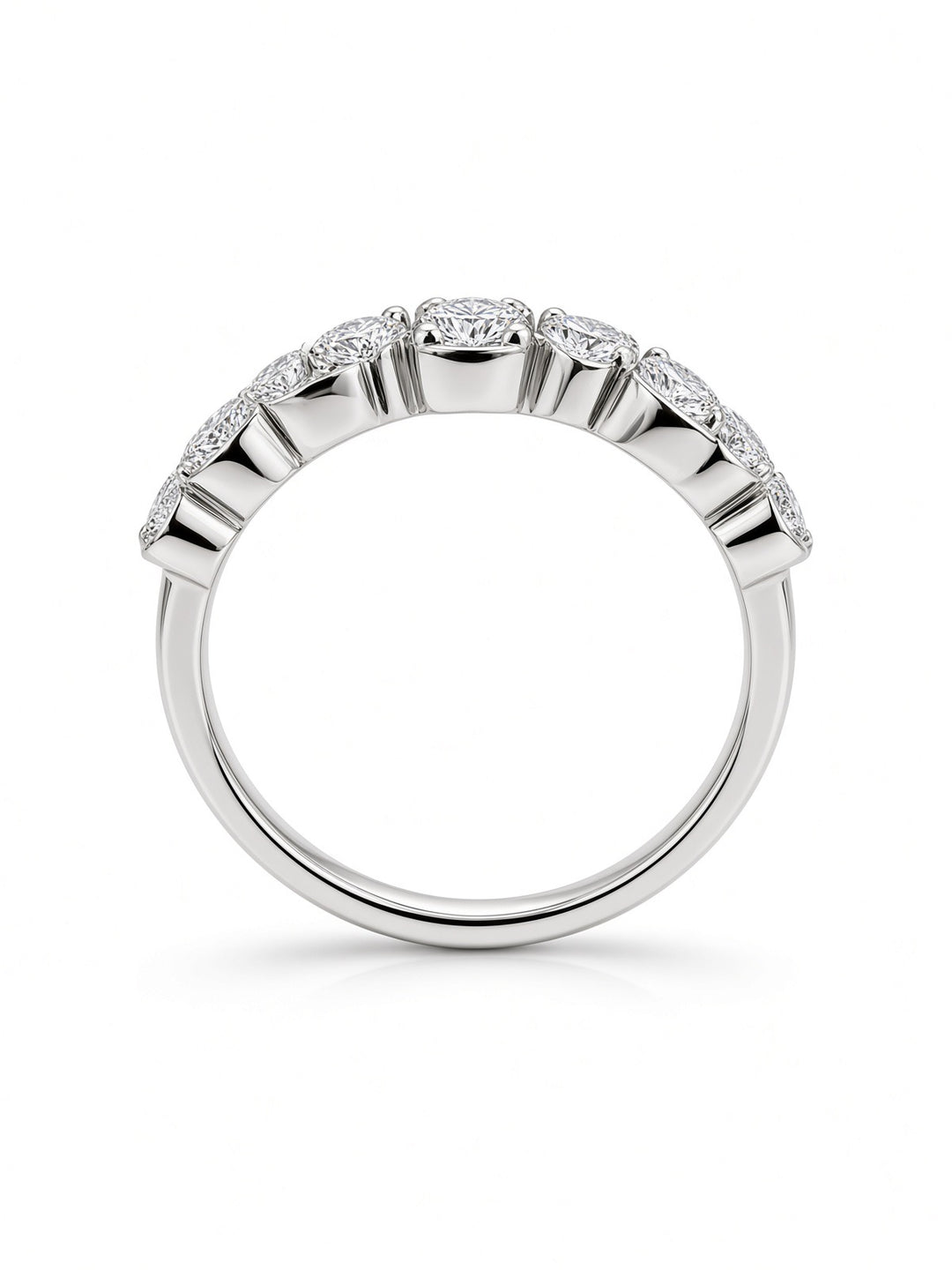 14K White Gold Bezel-Set Lab Diamond Wedding Band — 0.64 CT