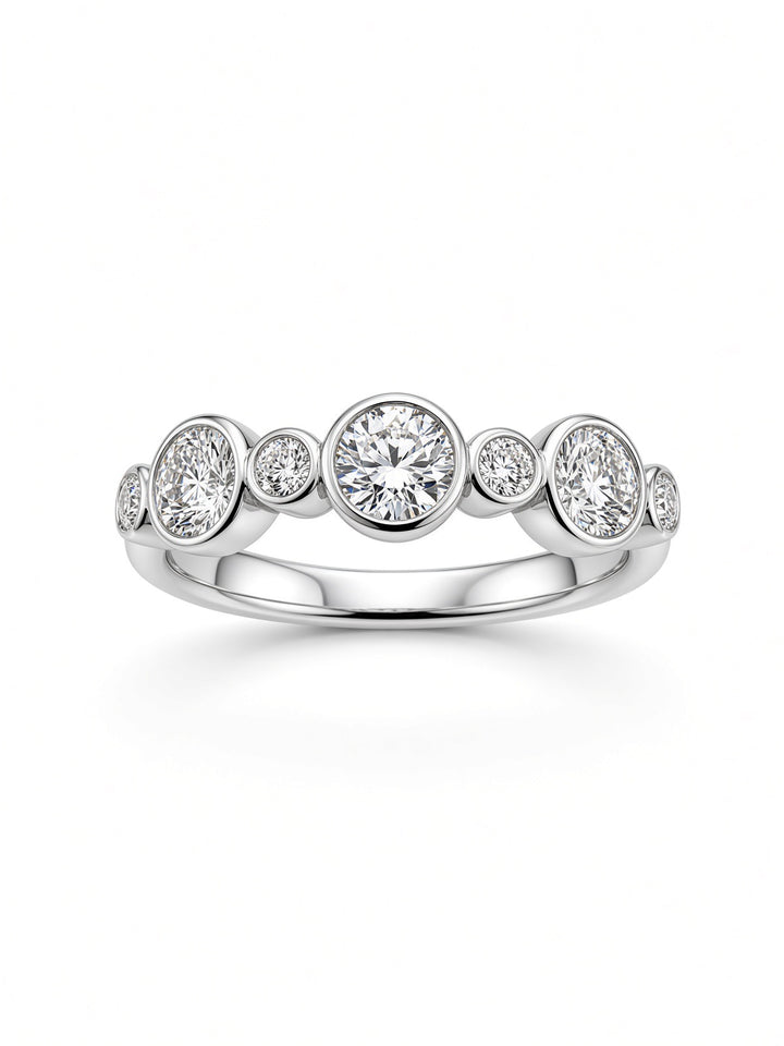 14K White Gold Bezel-Set Lab Diamond Wedding Band — 0.64 CT