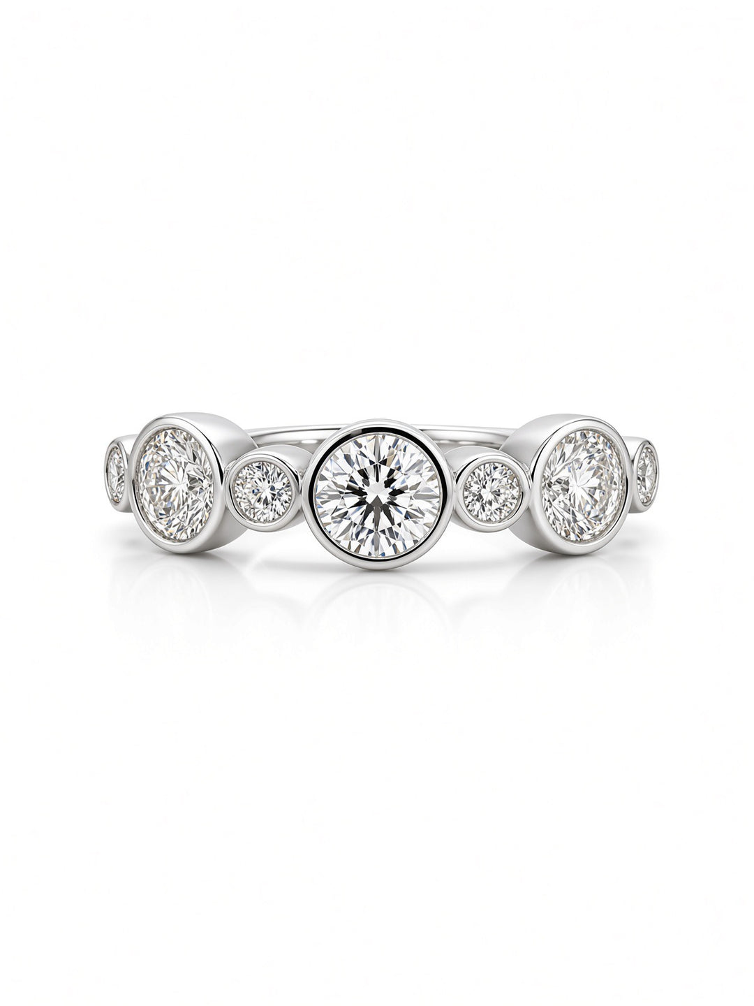 14K White Gold Bezel-Set Lab Diamond Wedding Band — 0.64 CT