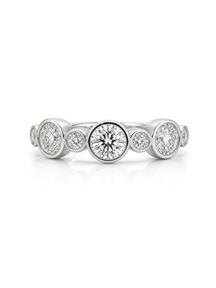 14K White Gold Bezel-Set Lab Diamond Wedding Band — 0.64 CT