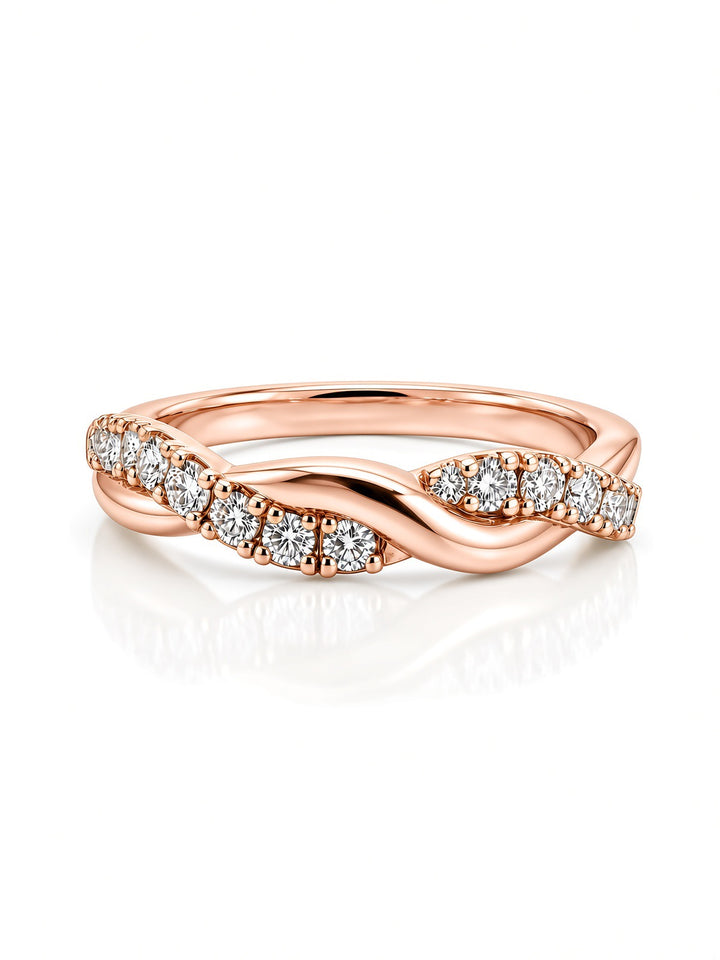 14K Gold 0.26CT Lab Diamond Swirl Wedding Band