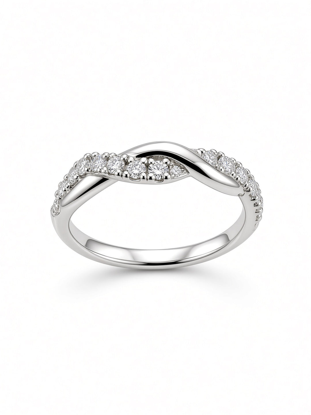 14K Gold 0.26CT Lab Diamond Swirl Wedding Band