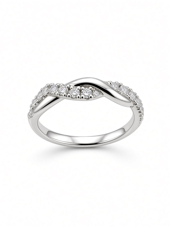 14K Gold 0.26CT Lab Diamond Swirl Wedding Band