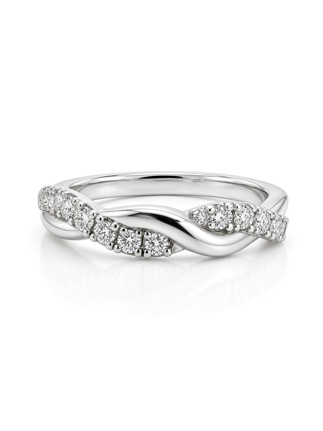 14K Gold 0.26CT Lab Diamond Swirl Wedding Band