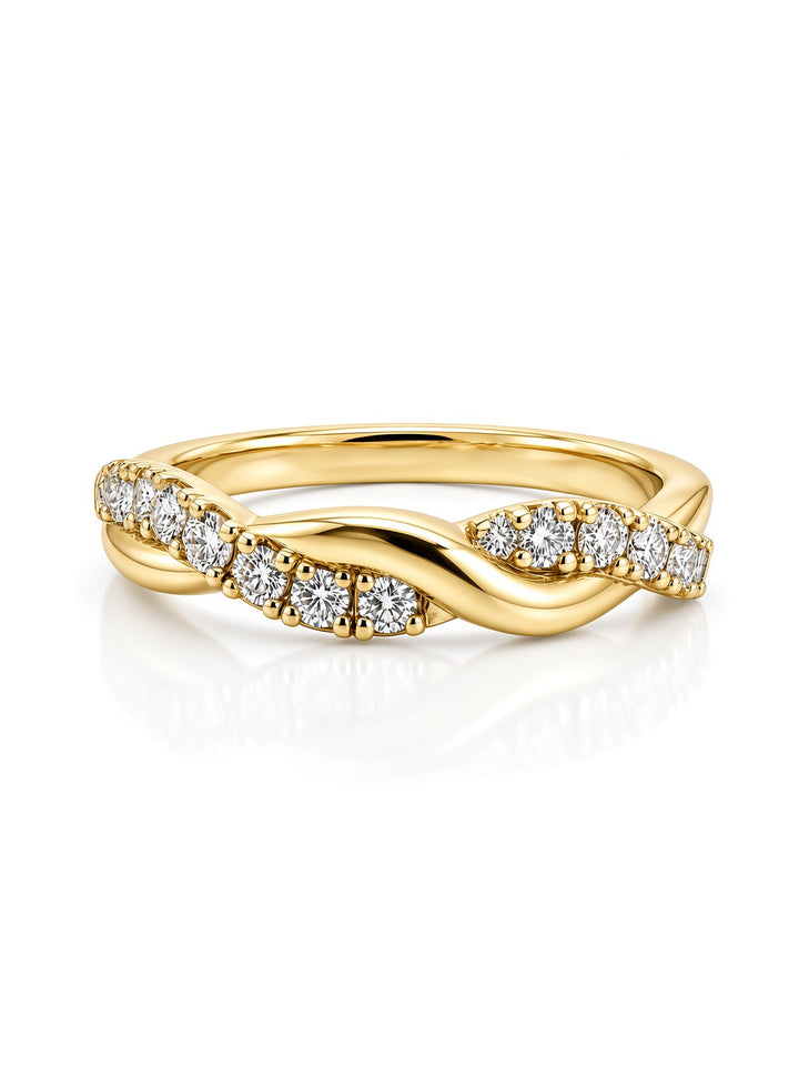 14K Gold 0.26CT Lab Diamond Swirl Wedding Band