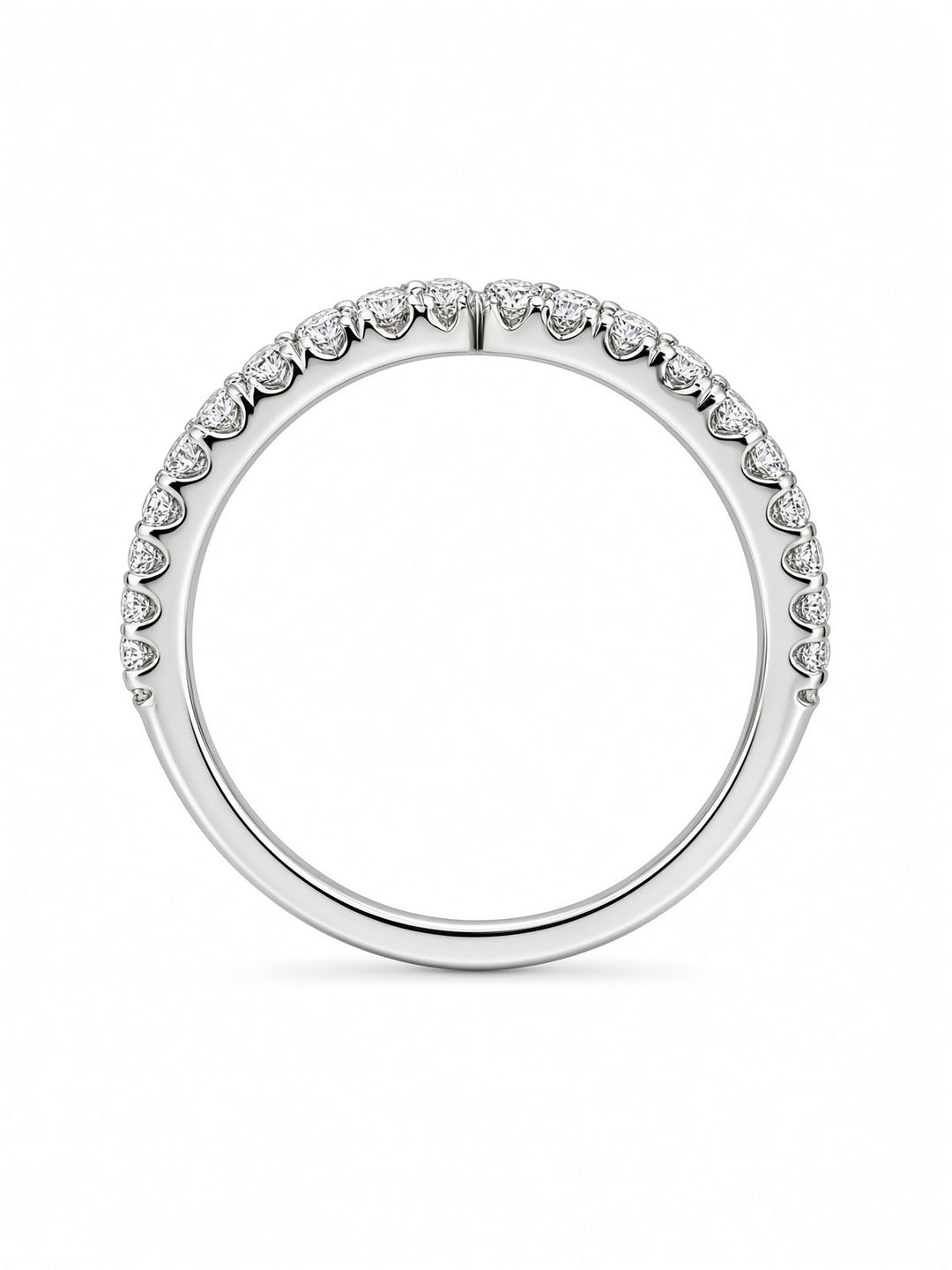 14K White Gold V-Shaped Lab Diamond Wedding Band — 0.29 CT