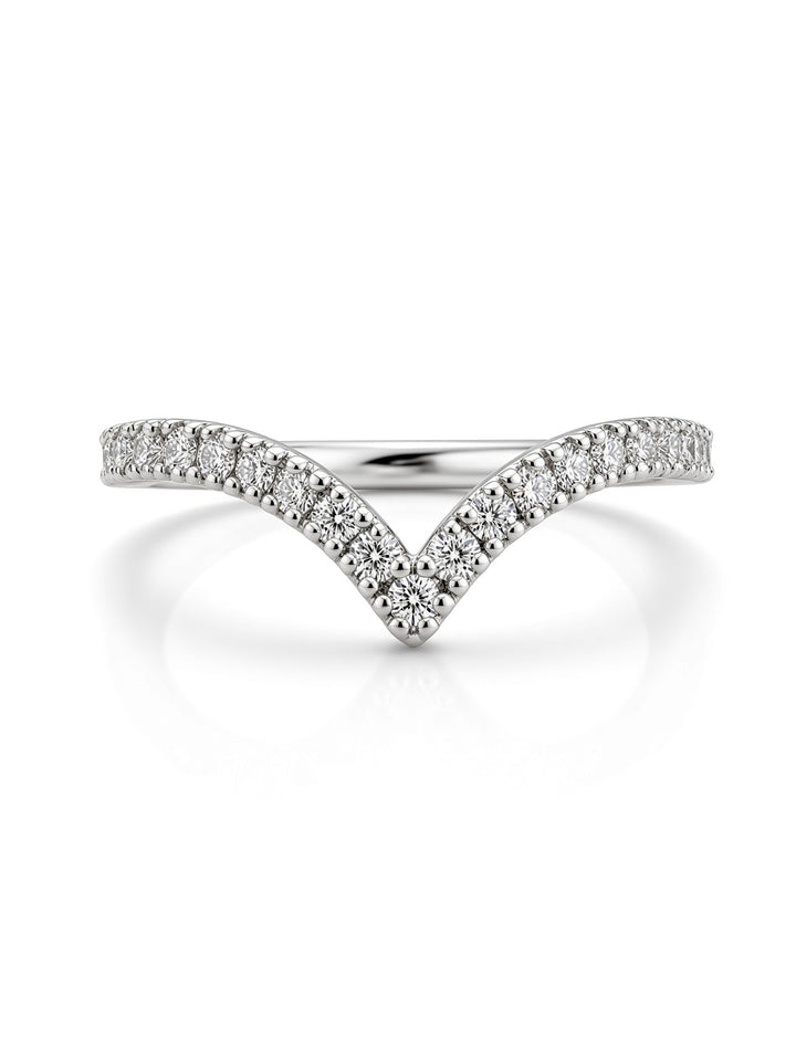 14K White Gold V-Shaped Lab Diamond Wedding Band — 0.29 CT