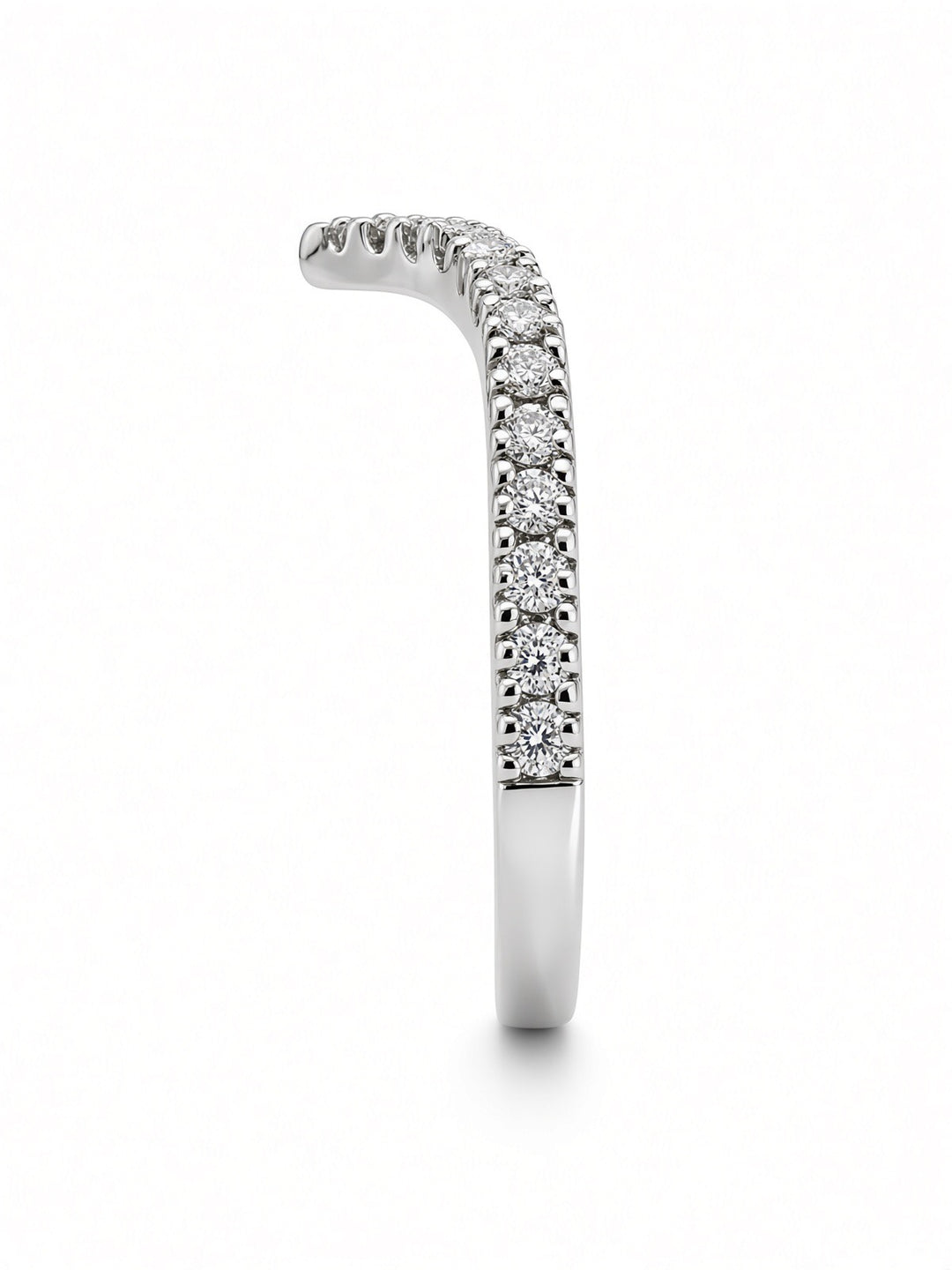 14K White Gold V-Shaped Lab Diamond Wedding Band — 0.29 CT