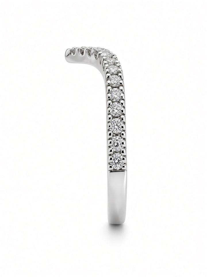 14K White Gold V-Shaped Lab Diamond Wedding Band — 0.29 CT