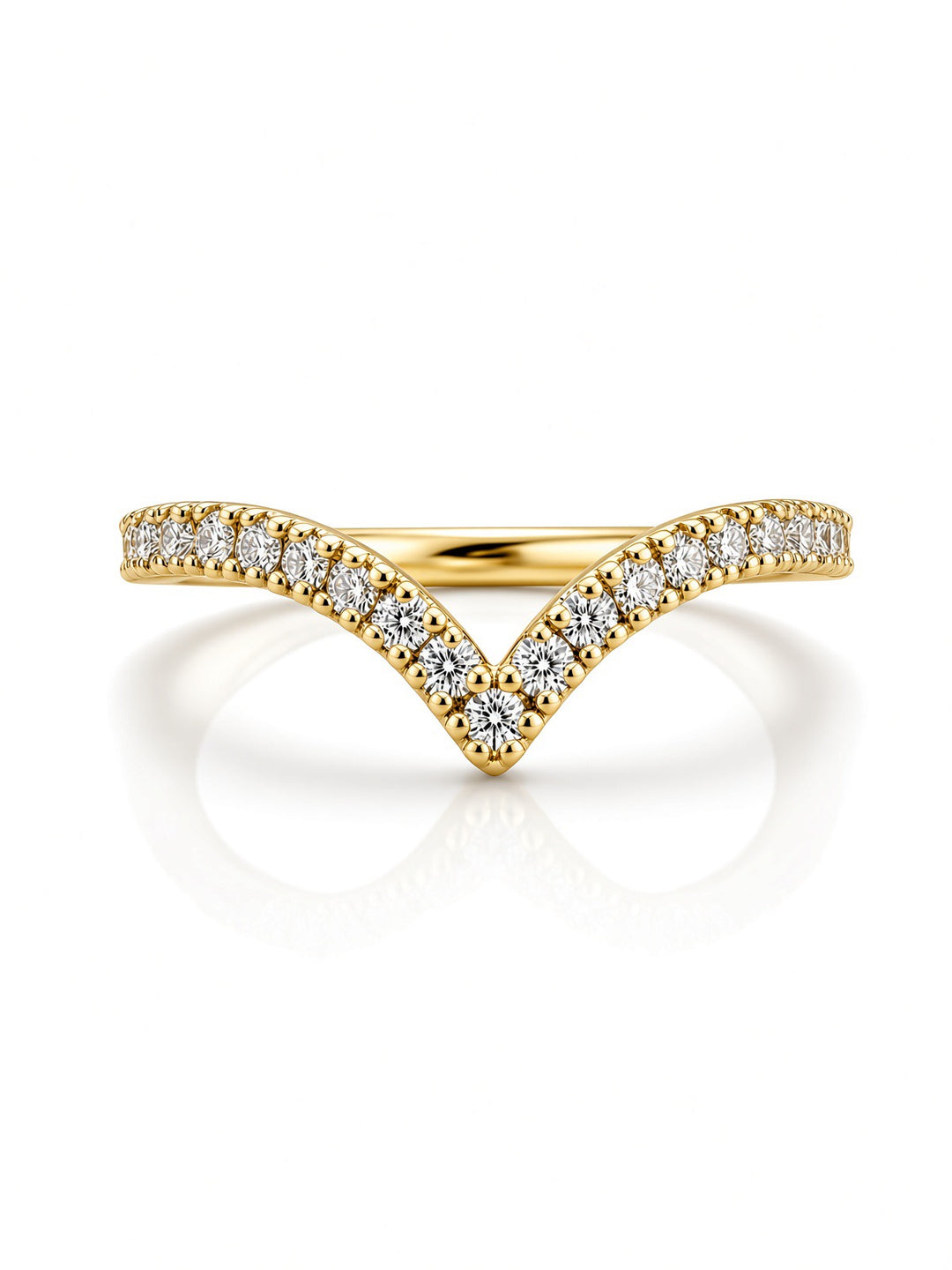 14K White Gold V-Shaped Lab Diamond Wedding Band — 0.29 CT