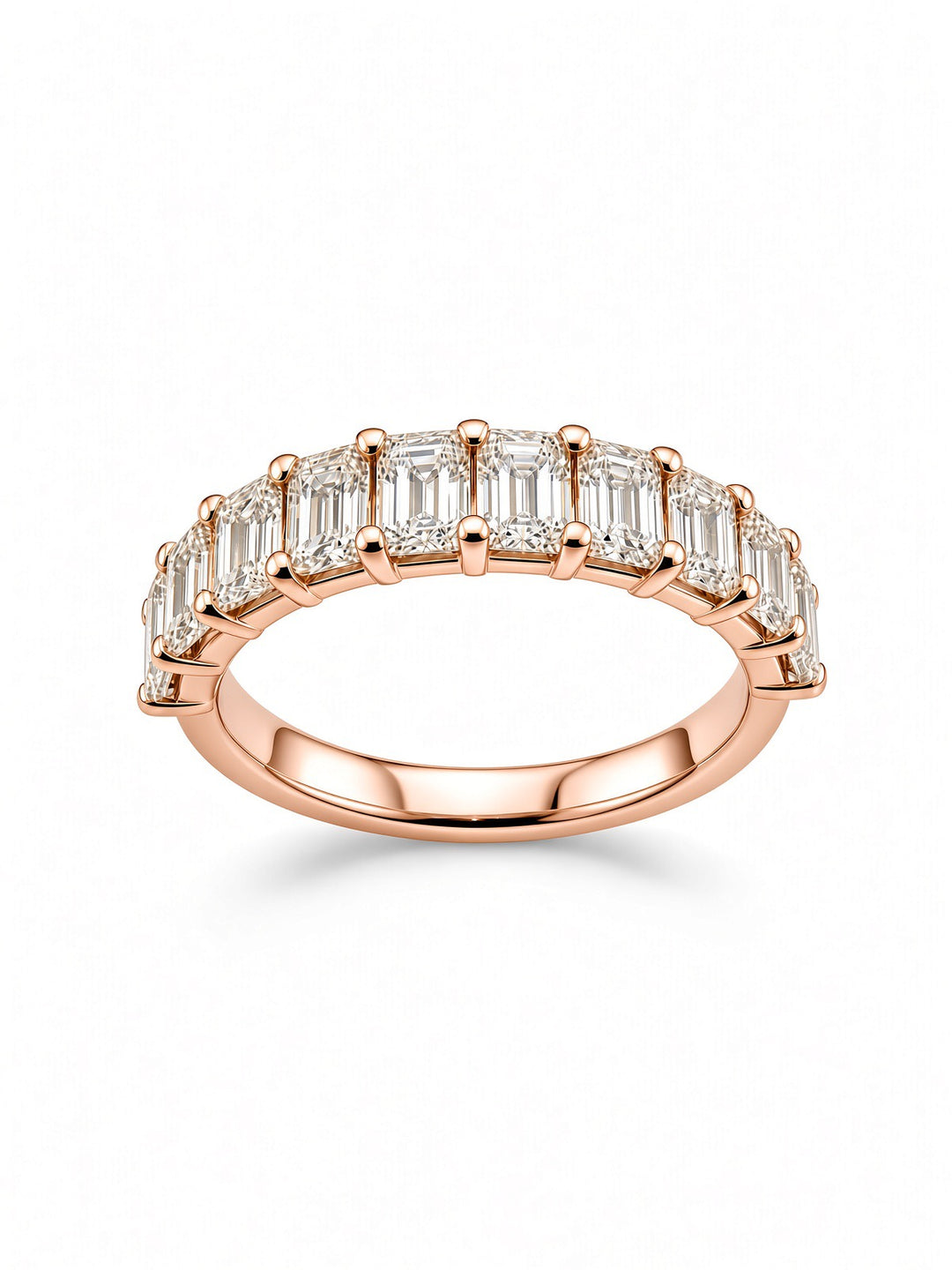 14K White Gold Ten Stone Emerald Cut Lab Diamond Band — 1.71 CT