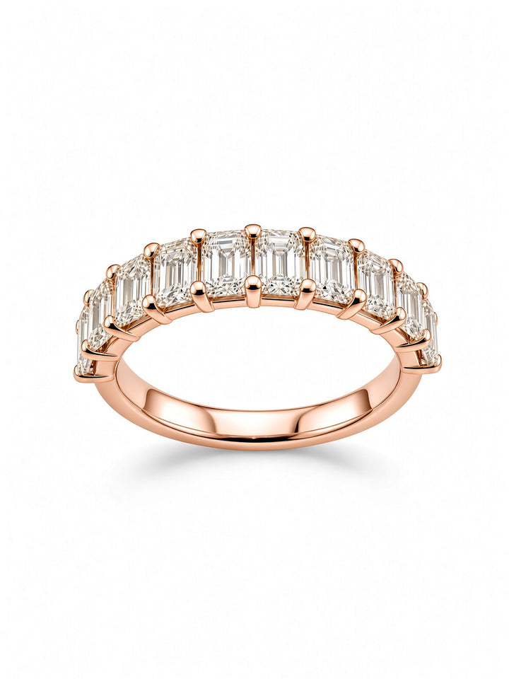 14K White Gold Ten Stone Emerald Cut Lab Diamond Band — 1.71 CT