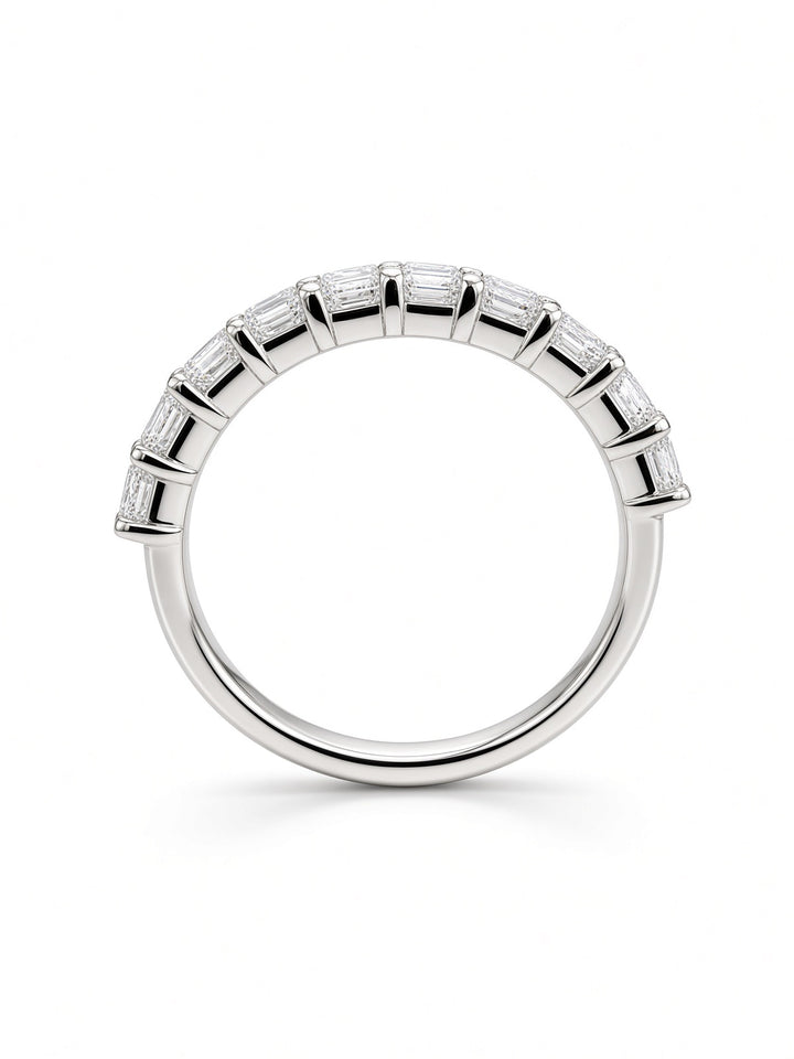 14K White Gold Ten Stone Emerald Cut Lab Diamond Band — 1.71 CT