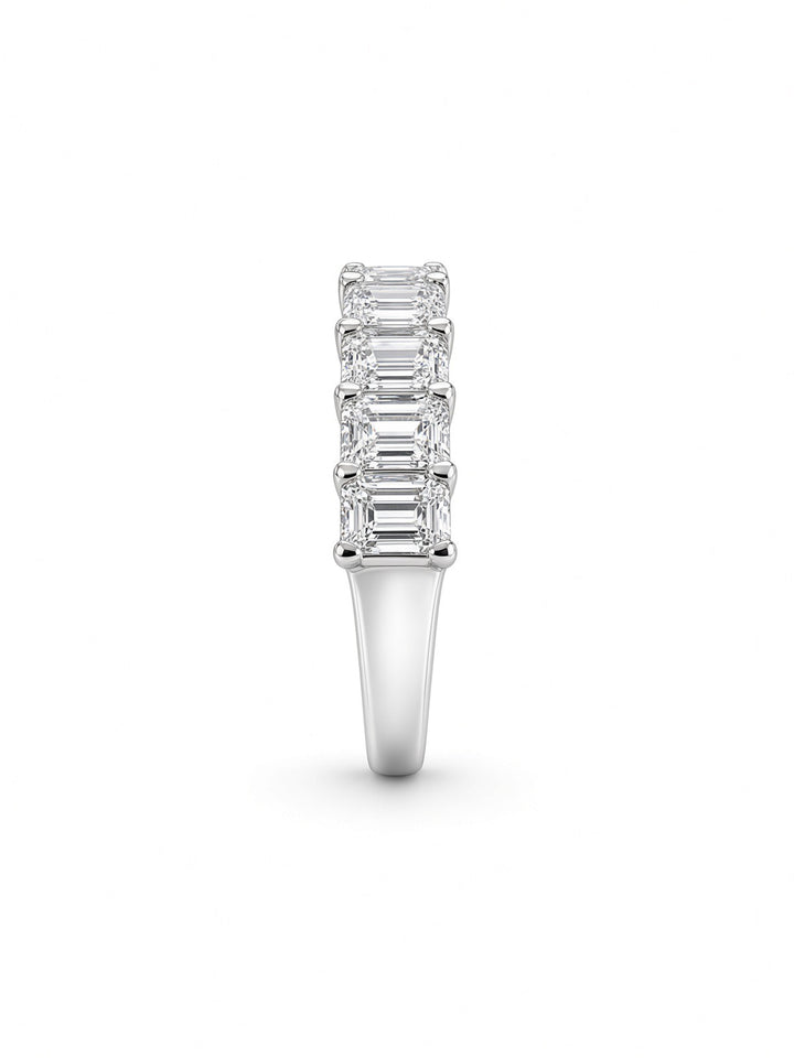 14K White Gold Ten Stone Emerald Cut Lab Diamond Band — 1.71 CT