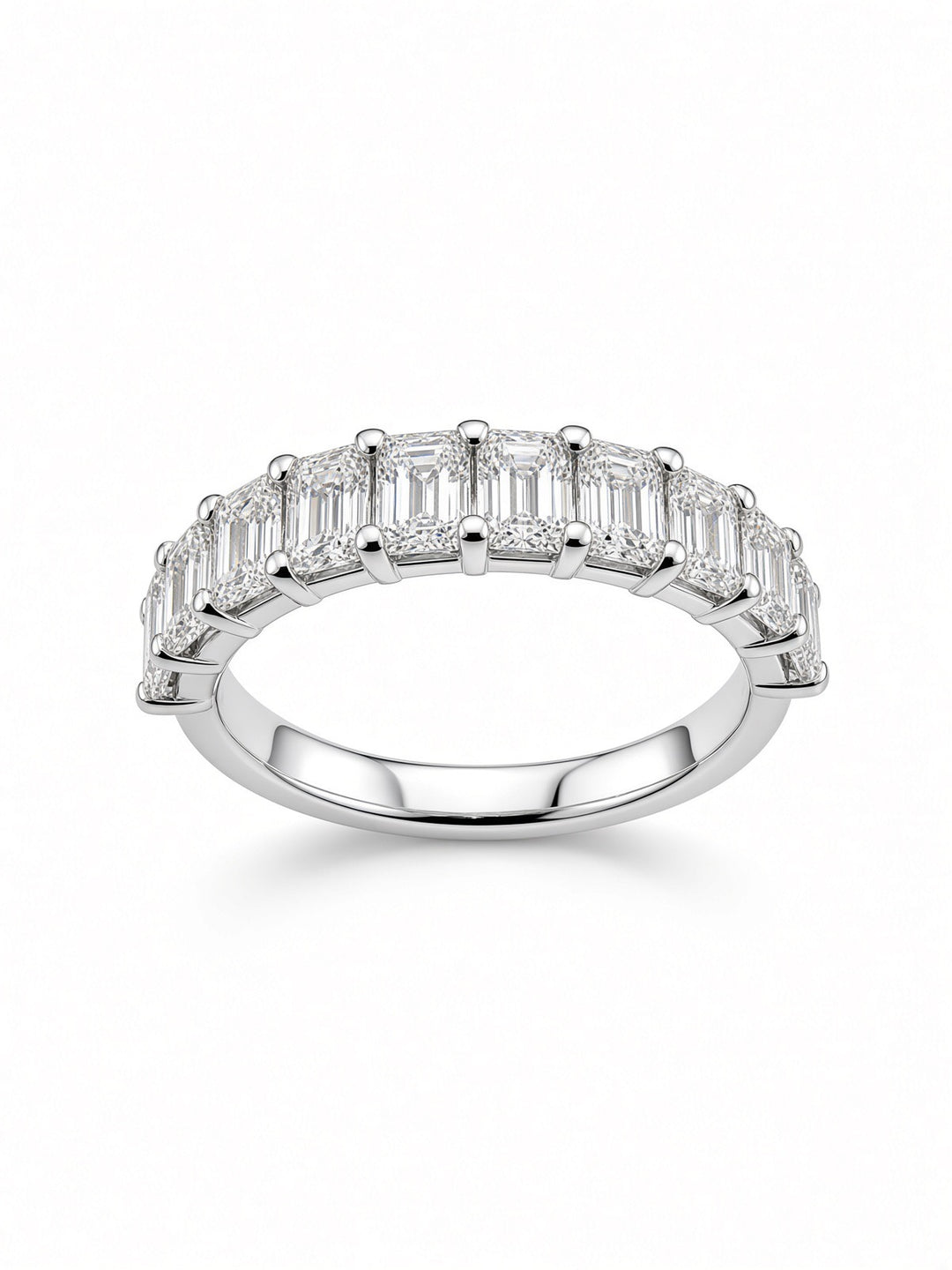 14K White Gold Ten Stone Emerald Cut Lab Diamond Band — 1.71 CT