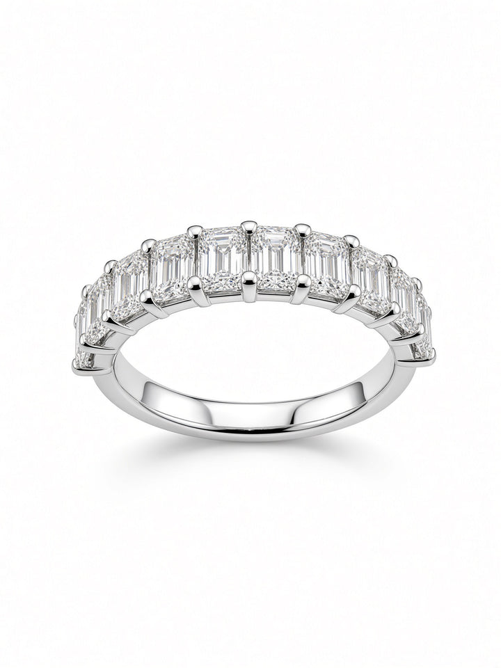 14K White Gold Ten Stone Emerald Cut Lab Diamond Band — 1.71 CT