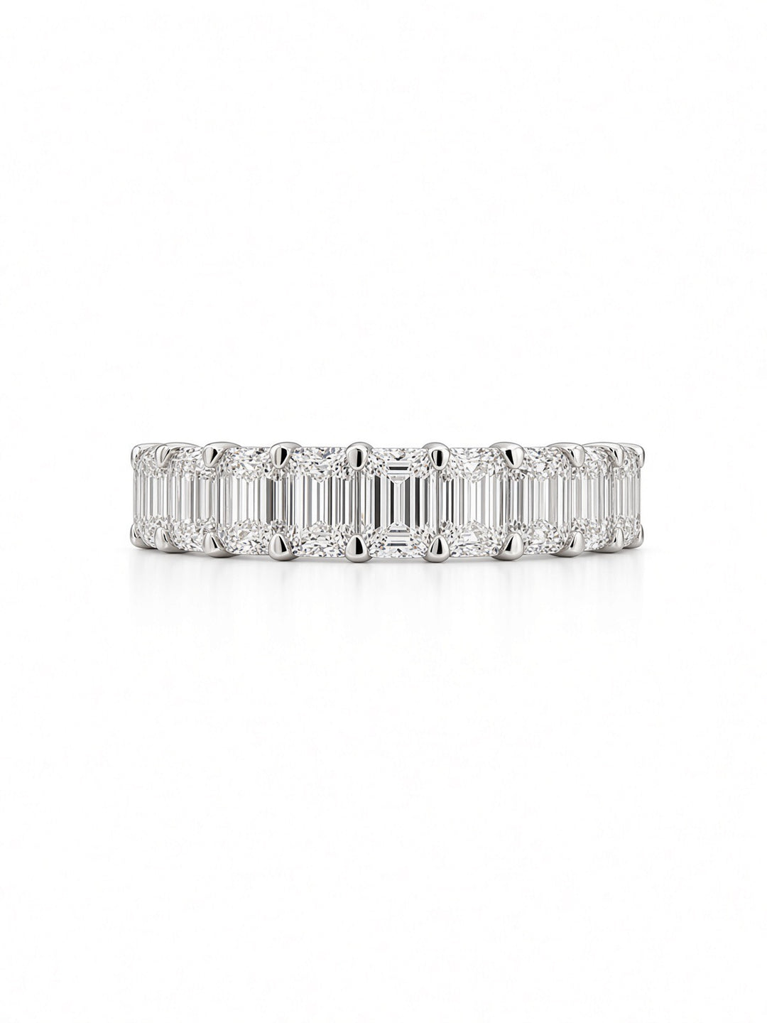 14K White Gold Ten Stone Emerald Cut Lab Diamond Band — 1.71 CT