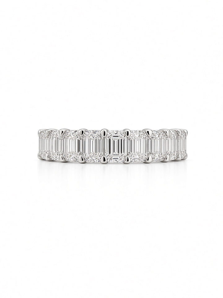 14K White Gold Ten Stone Emerald Cut Lab Diamond Band — 1.71 CT