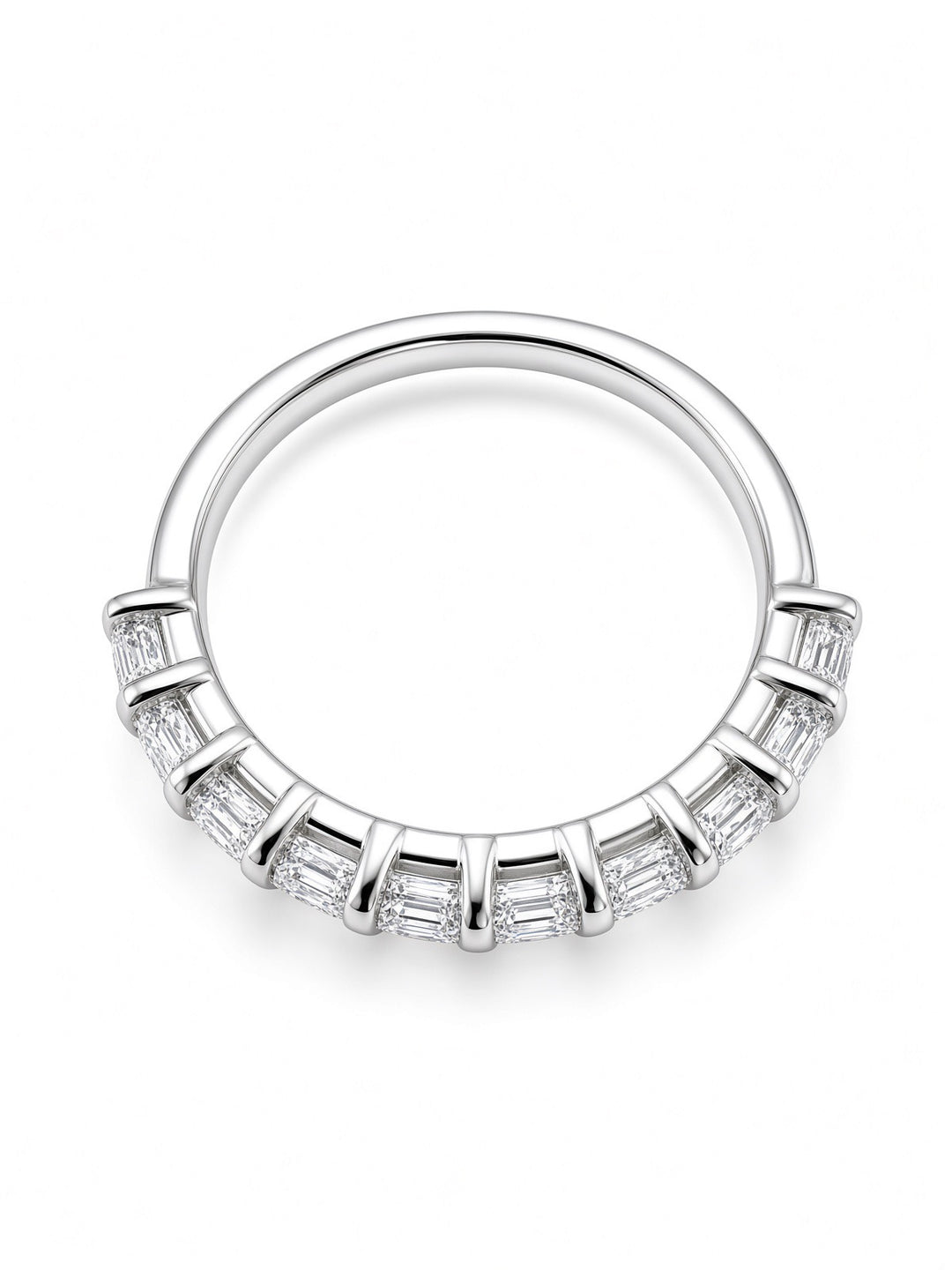 14K White Gold Ten Stone Emerald Cut Lab Diamond Band — 1.71 CT