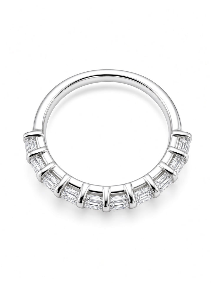 14K White Gold Ten Stone Emerald Cut Lab Diamond Band — 1.71 CT