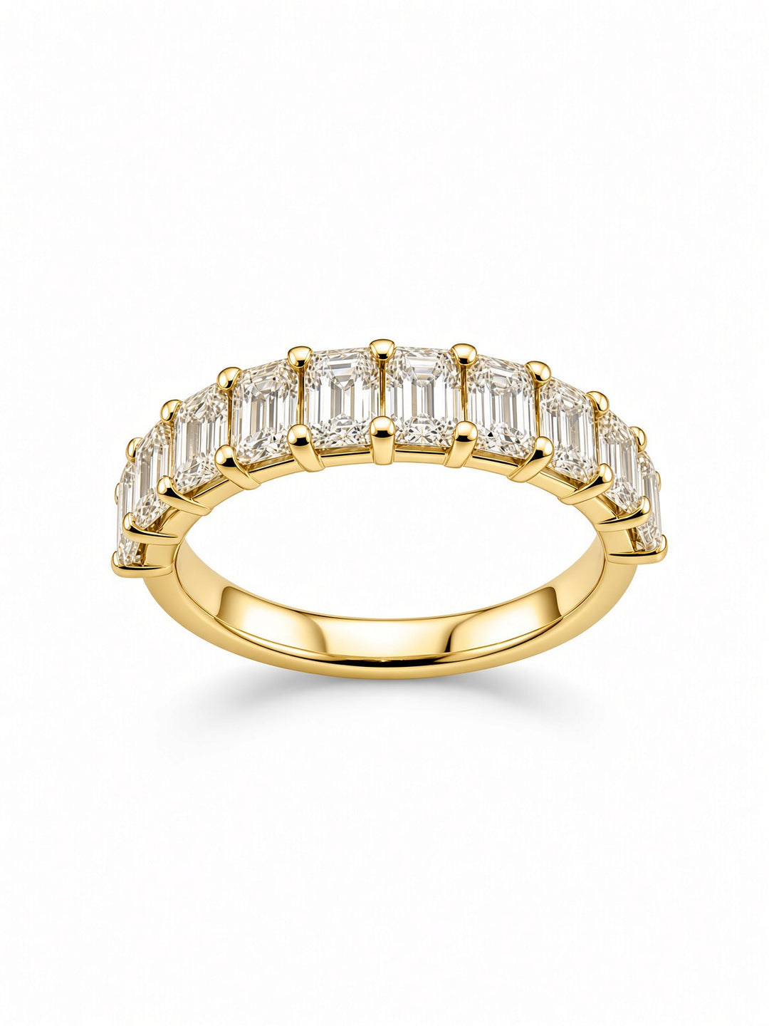 14K White Gold Ten Stone Emerald Cut Lab Diamond Band — 1.71 CT