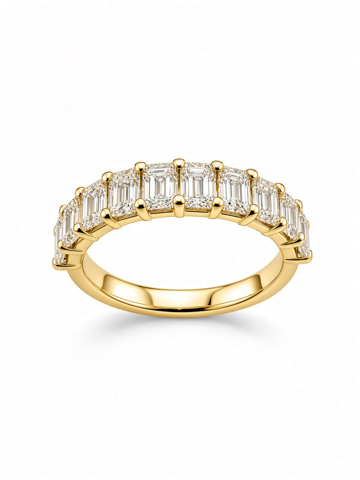 14K White Gold Ten Stone Emerald Cut Lab Diamond Band — 1.71 CT