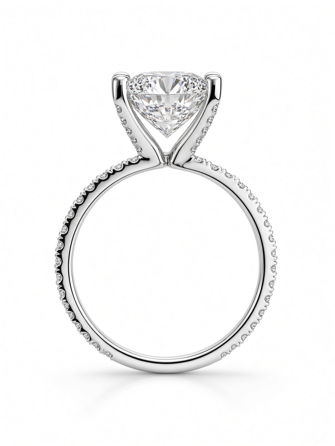 14K White Gold Engagement Ring with 3.06CT Oval Cut Lab Diamond , in a Four Prong Setting with Diamonds