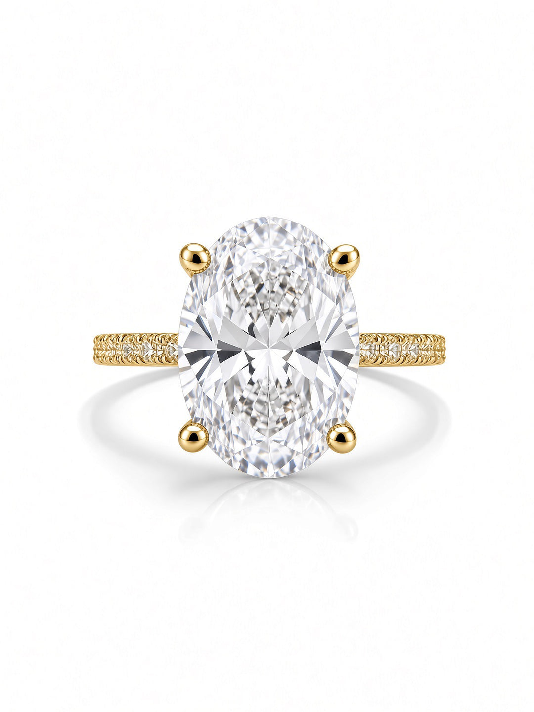 14K White Gold Engagement Ring with 3.06CT Oval Cut Lab Diamond , in a Four Prong Setting with Diamonds