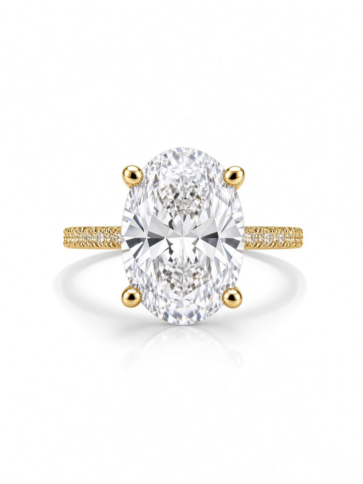 14K White Gold Engagement Ring with 3.06CT Oval Cut Lab Diamond , in a Four Prong Setting with Diamonds