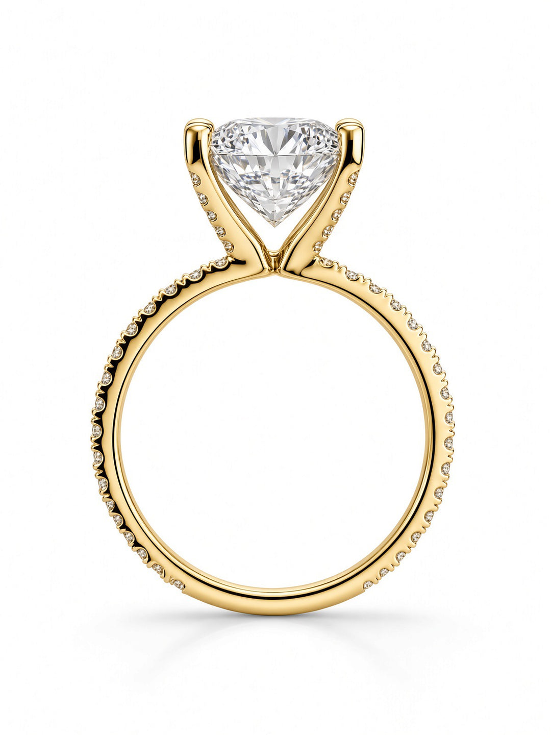 14K White Gold Engagement Ring with 3.06CT Oval Cut Lab Diamond , in a Four Prong Setting with Diamonds