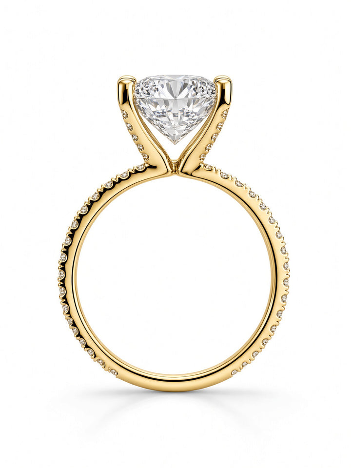 14K White Gold Engagement Ring with 3.06CT Oval Cut Lab Diamond , in a Four Prong Setting with Diamonds