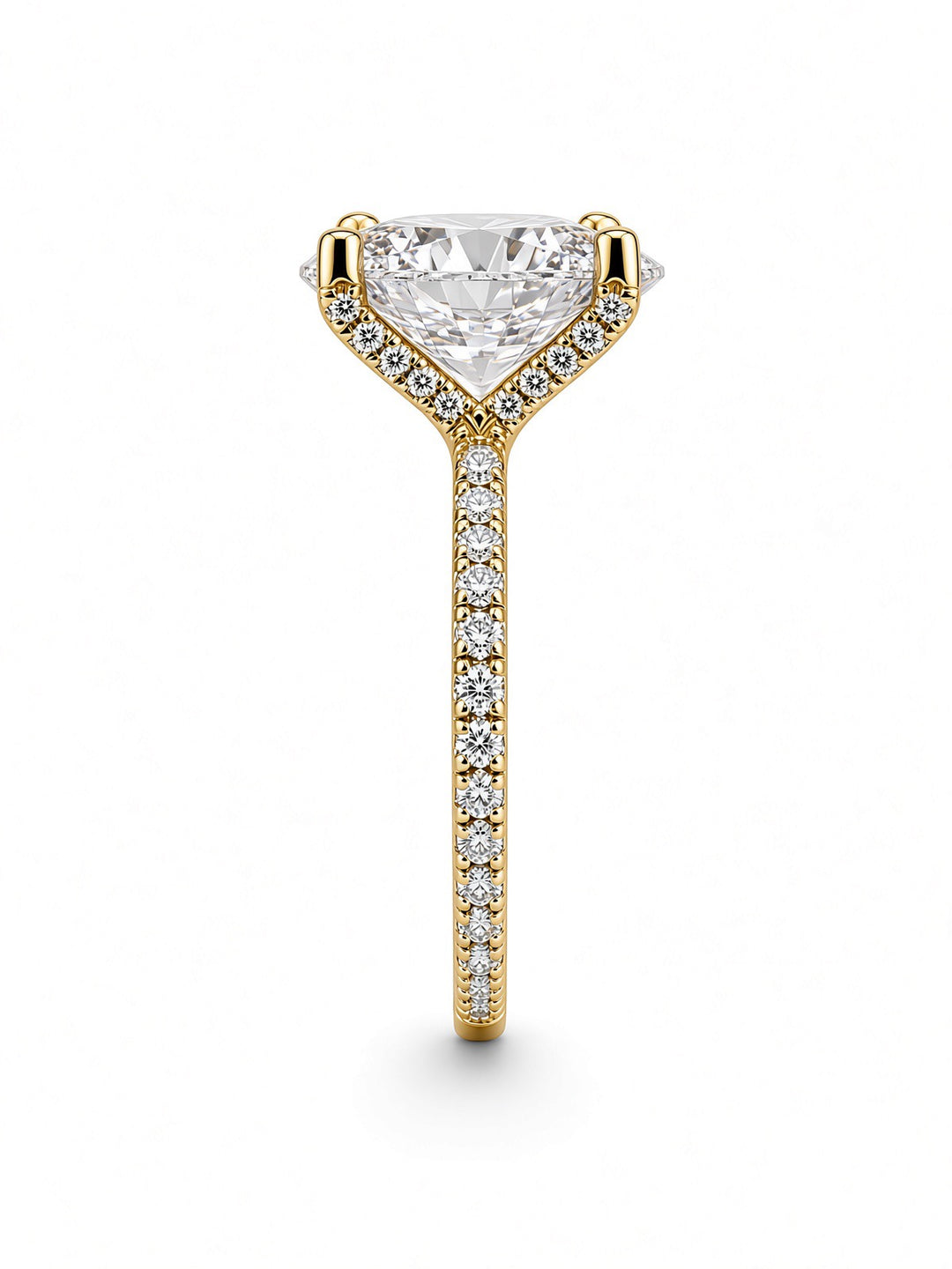 14K White Gold Engagement Ring with 3.06CT Oval Cut Lab Diamond , in a Four Prong Setting with Diamonds