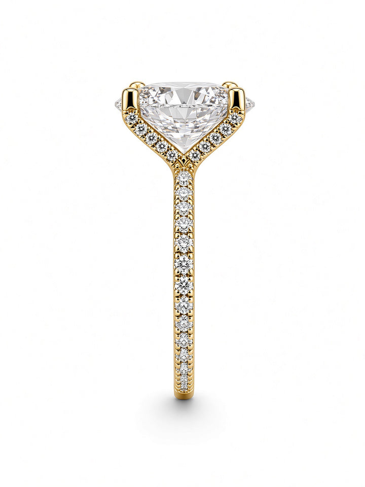 14K White Gold Engagement Ring with 3.06CT Oval Cut Lab Diamond , in a Four Prong Setting with Diamonds