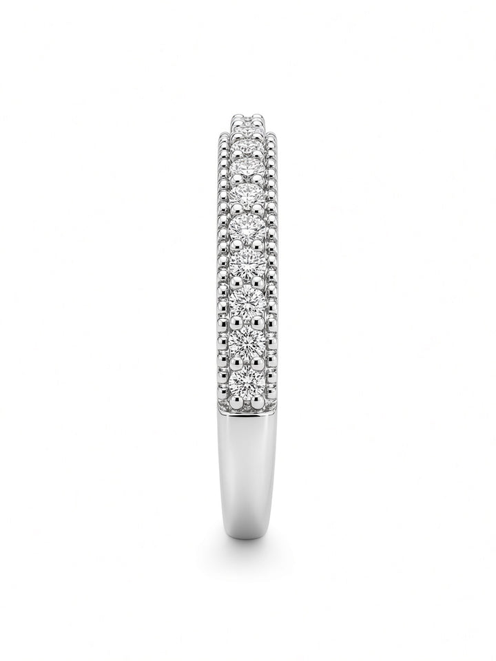 14K Rose Gold 0.29CT Round Lab Diamond Milgrain Pavé Wedding Band