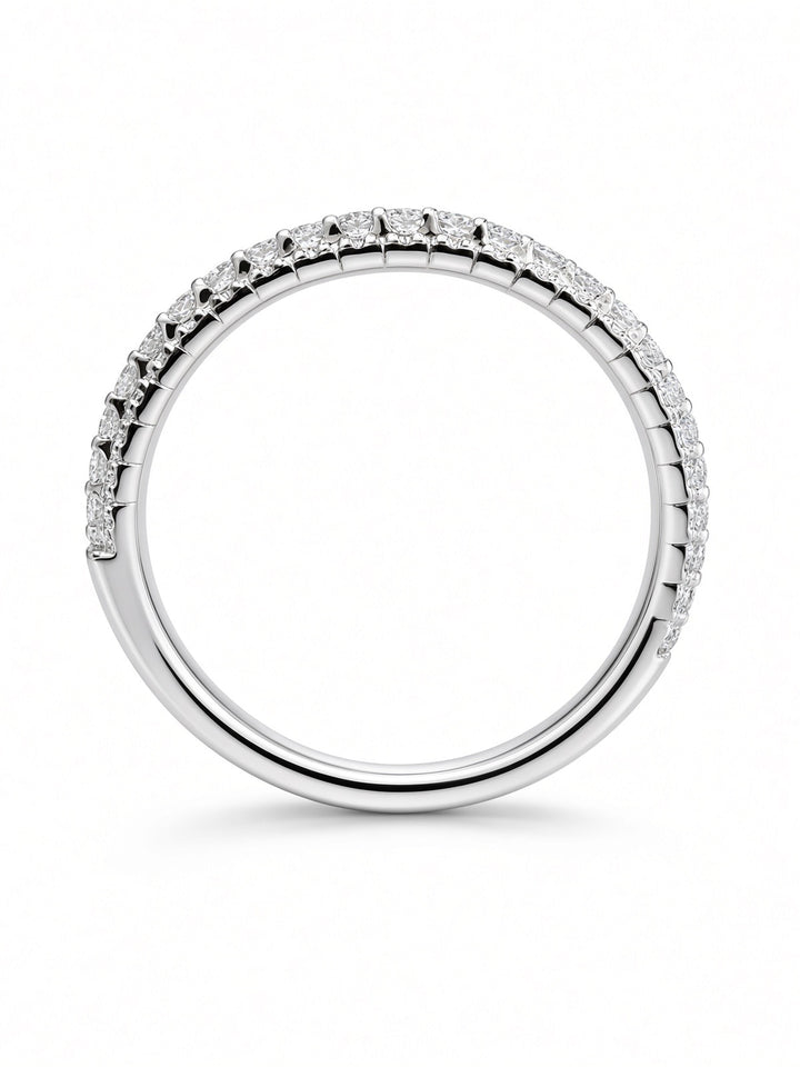 14K Rose Gold 0.29CT Round Lab Diamond Milgrain Pavé Wedding Band