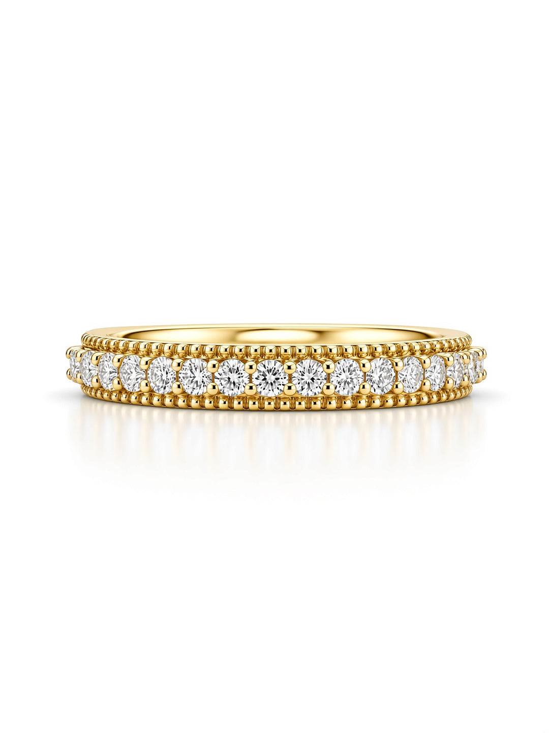 14K Rose Gold 0.29CT Round Lab Diamond Milgrain Pavé Wedding Band