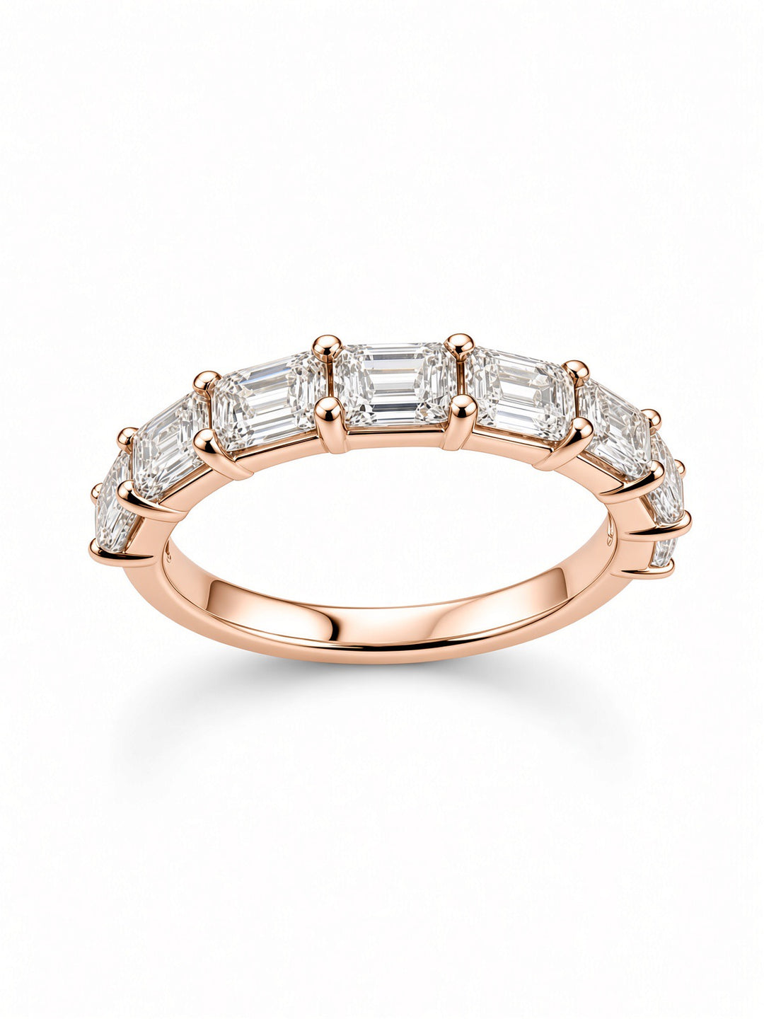 14K White Gold East West Emerald Cut Lab Diamond Band — 1.51 CT