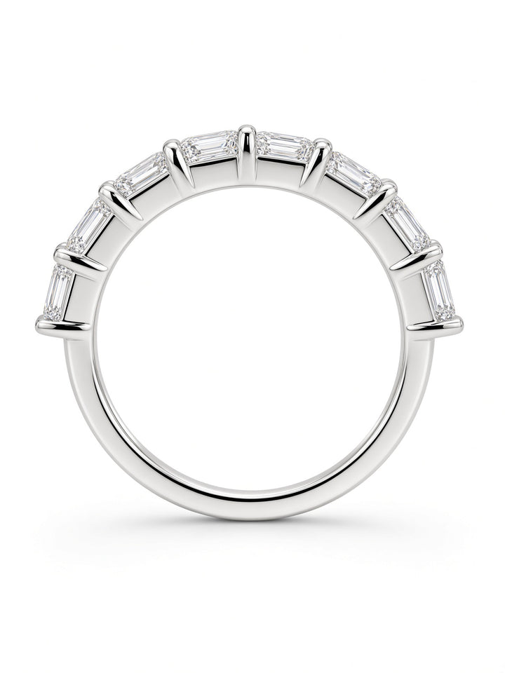 14K White Gold East West Emerald Cut Lab Diamond Band — 1.51 CT