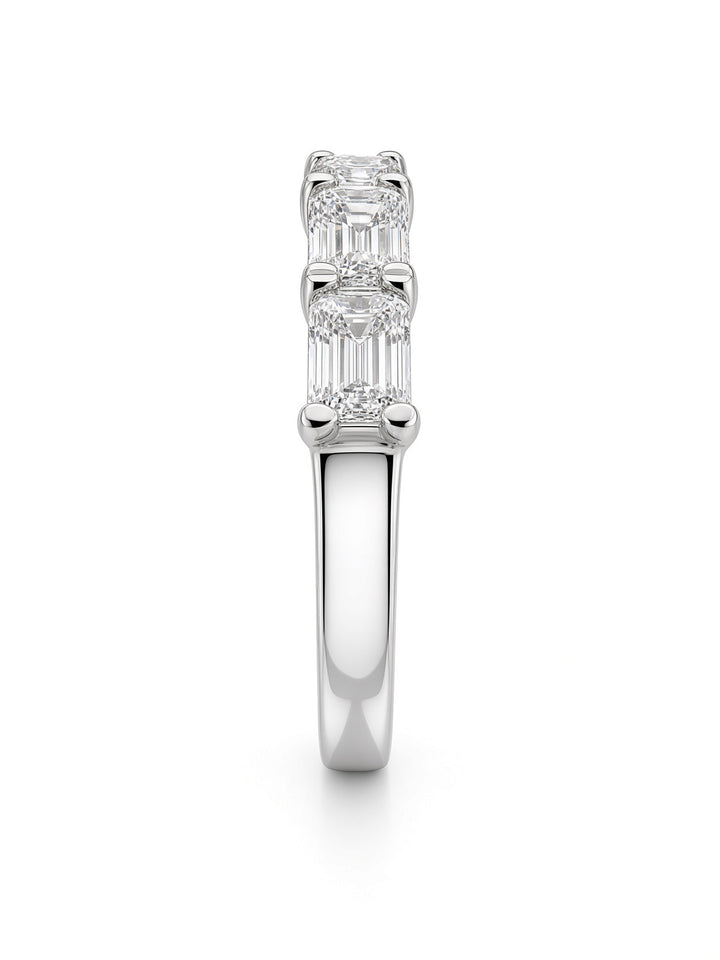 14K White Gold East West Emerald Cut Lab Diamond Band — 1.51 CT
