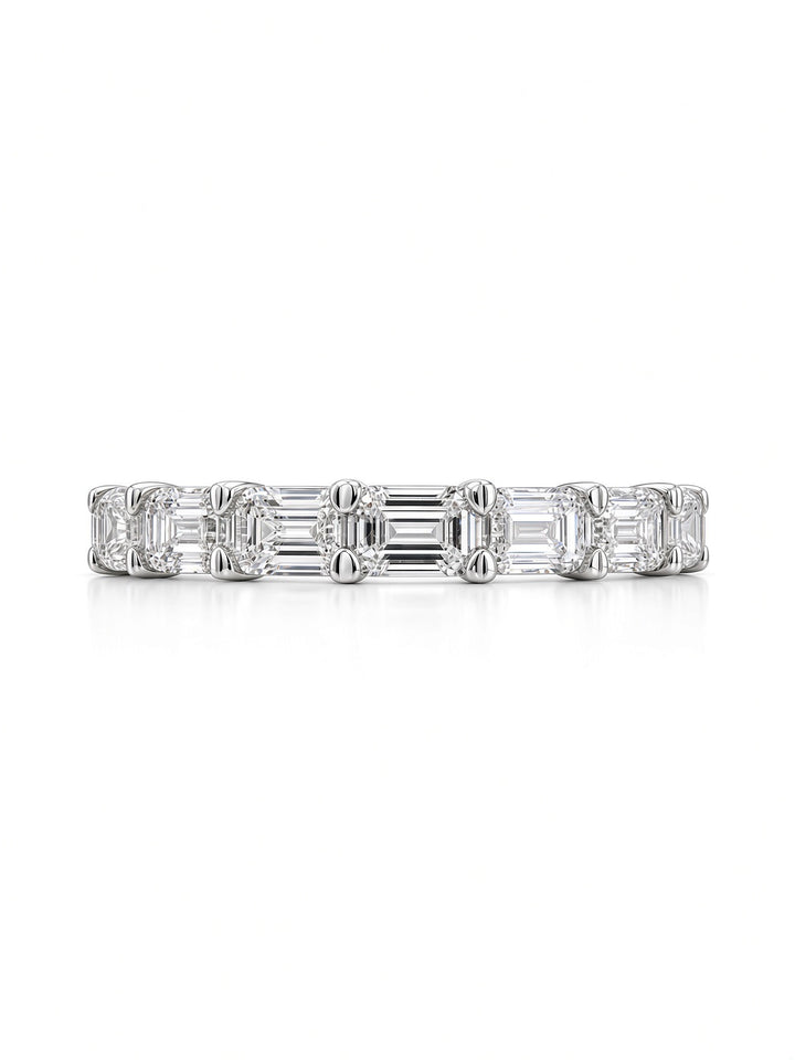 14K White Gold East West Emerald Cut Lab Diamond Band — 1.51 CT