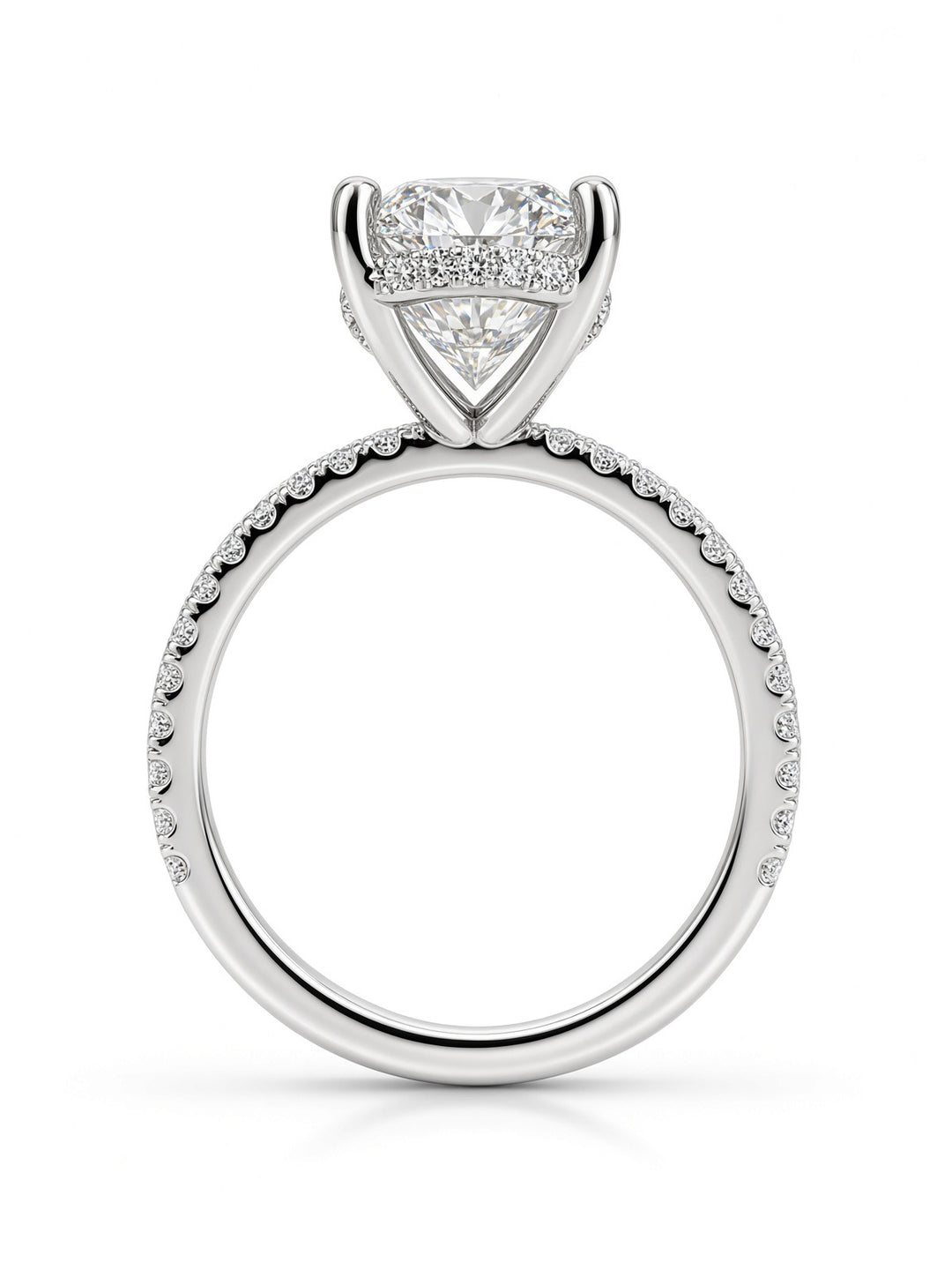 14K Yellow Gold Engagement 2.70CT Oval Cut Lab Diamond with 0.39CT Under Halo Design