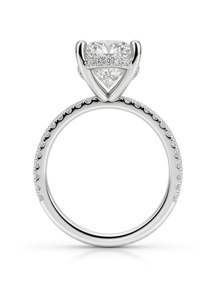 14K Yellow Gold Engagement 2.70CT Oval Cut Lab Diamond with 0.39CT Under Halo Design