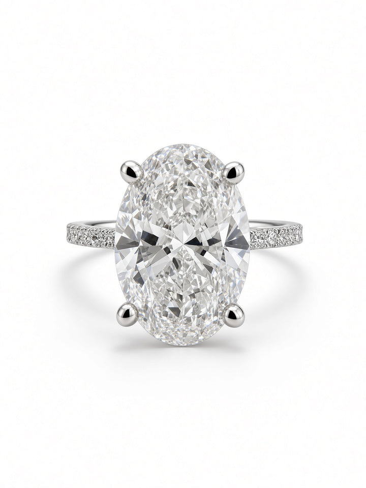 14K Yellow Gold Engagement 2.70CT Oval Cut Lab Diamond with 0.39CT Under Halo Design