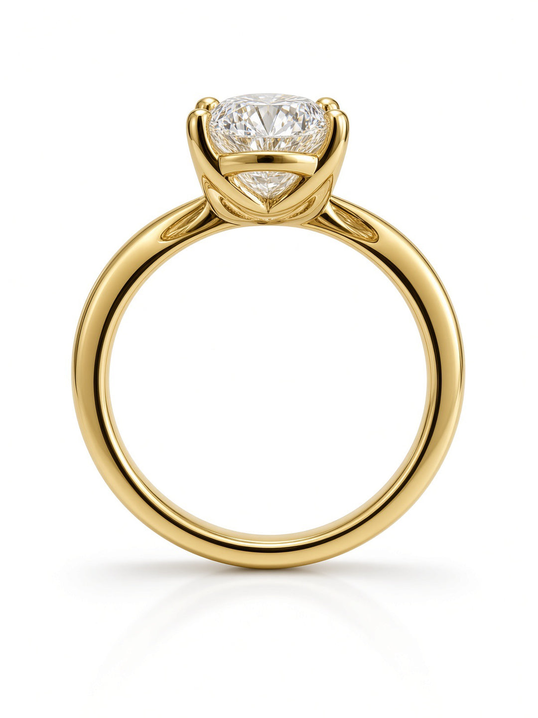14K Yellow Gold 3.04CT Oval Lab Diamond Solitaire Engagement Ring with Ornate Four Prong Basket Setting