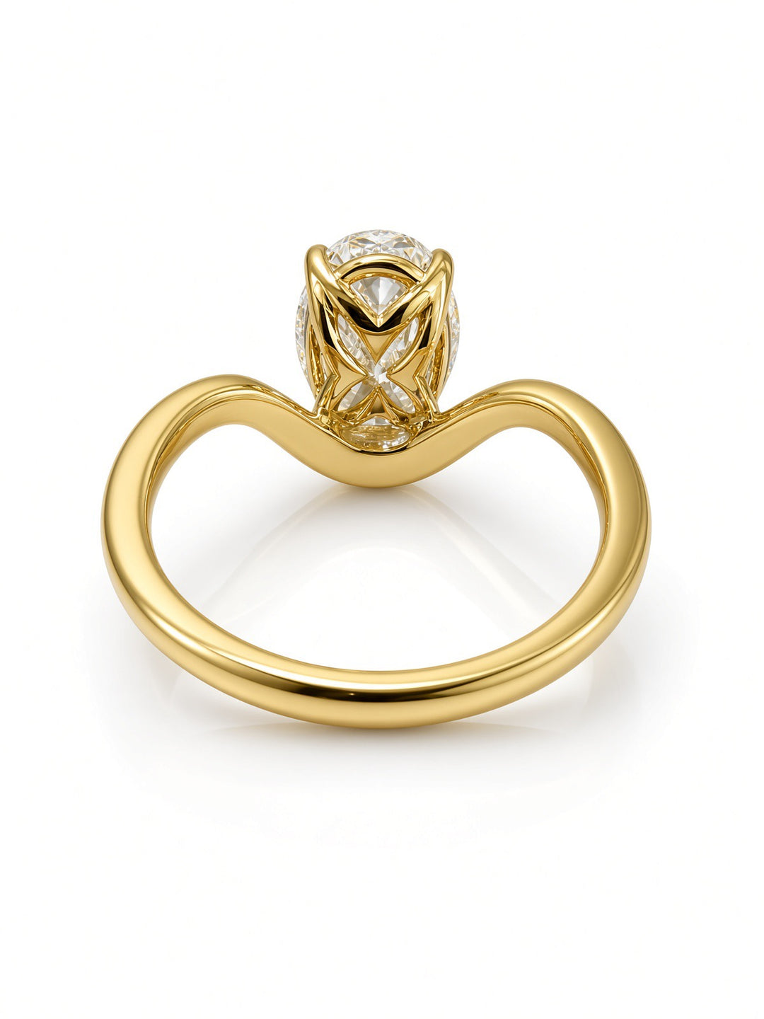 14K Yellow Gold 3.04CT Oval Lab Diamond Solitaire Engagement Ring with Ornate Four Prong Basket Setting